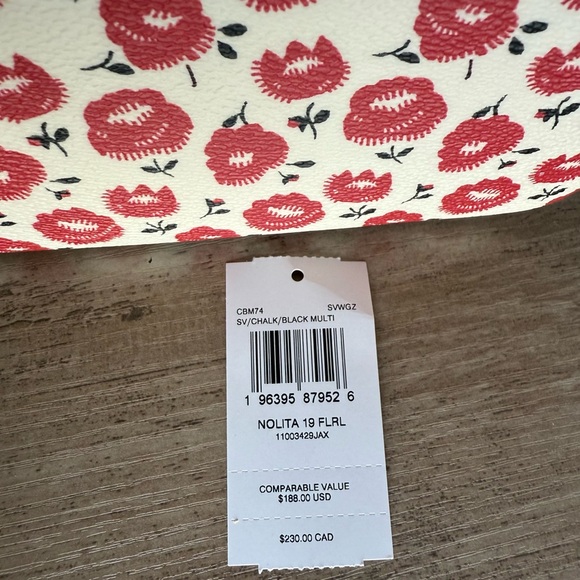Coach Nolita 19  Red Floral zipping with free unbranded chain extenter CBM74 NWT main image 3